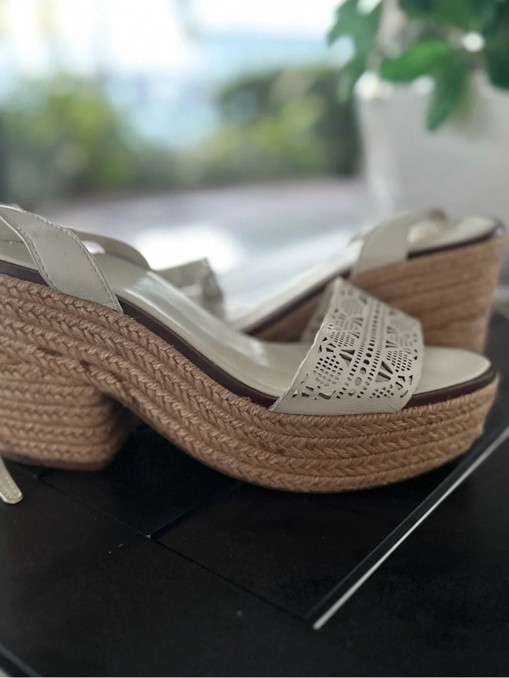 Tory Burch Women’s Cream Espadrille Platform Sandals